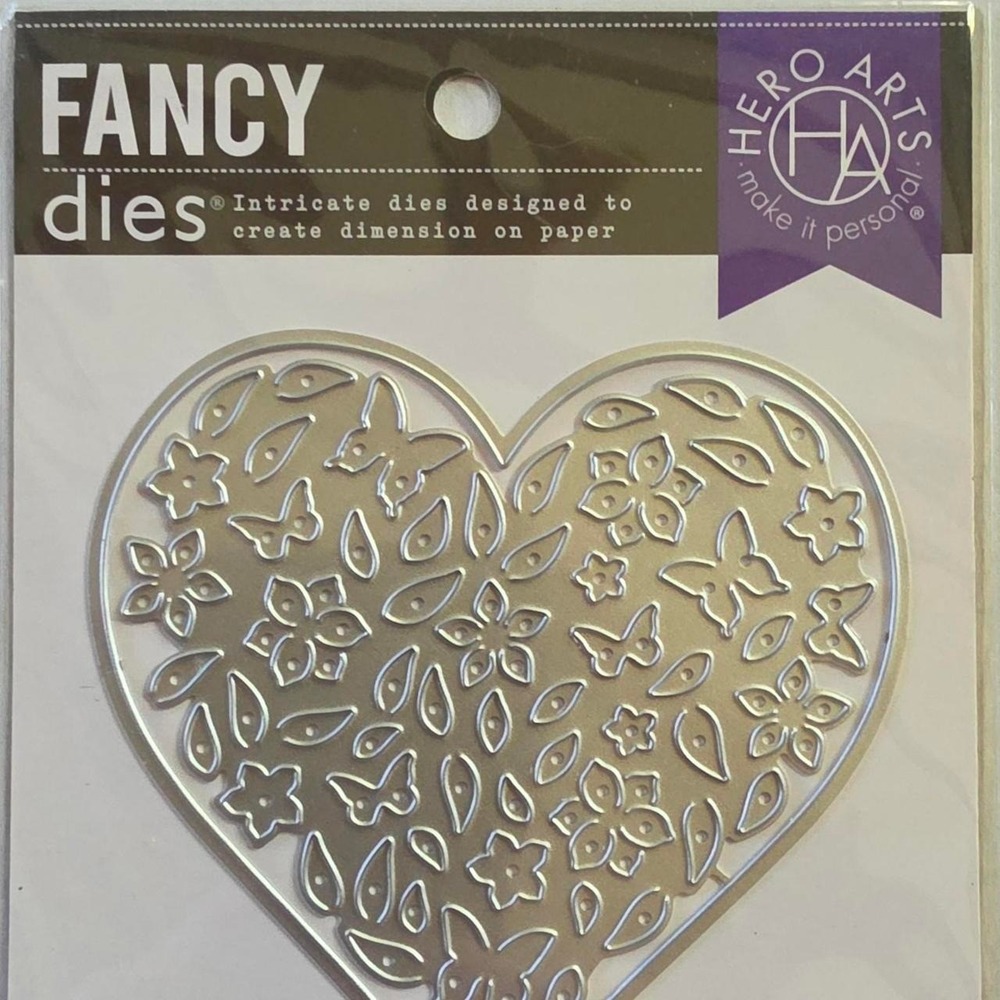 Hero Arts Paper Layering Floral Heart Frame Fancy Dies - Flower Butterfly